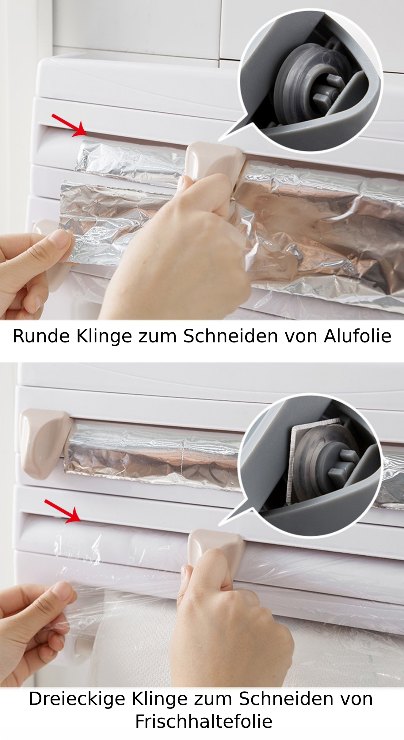 3-in-1 Folienschneider und Küchenrollenhalter